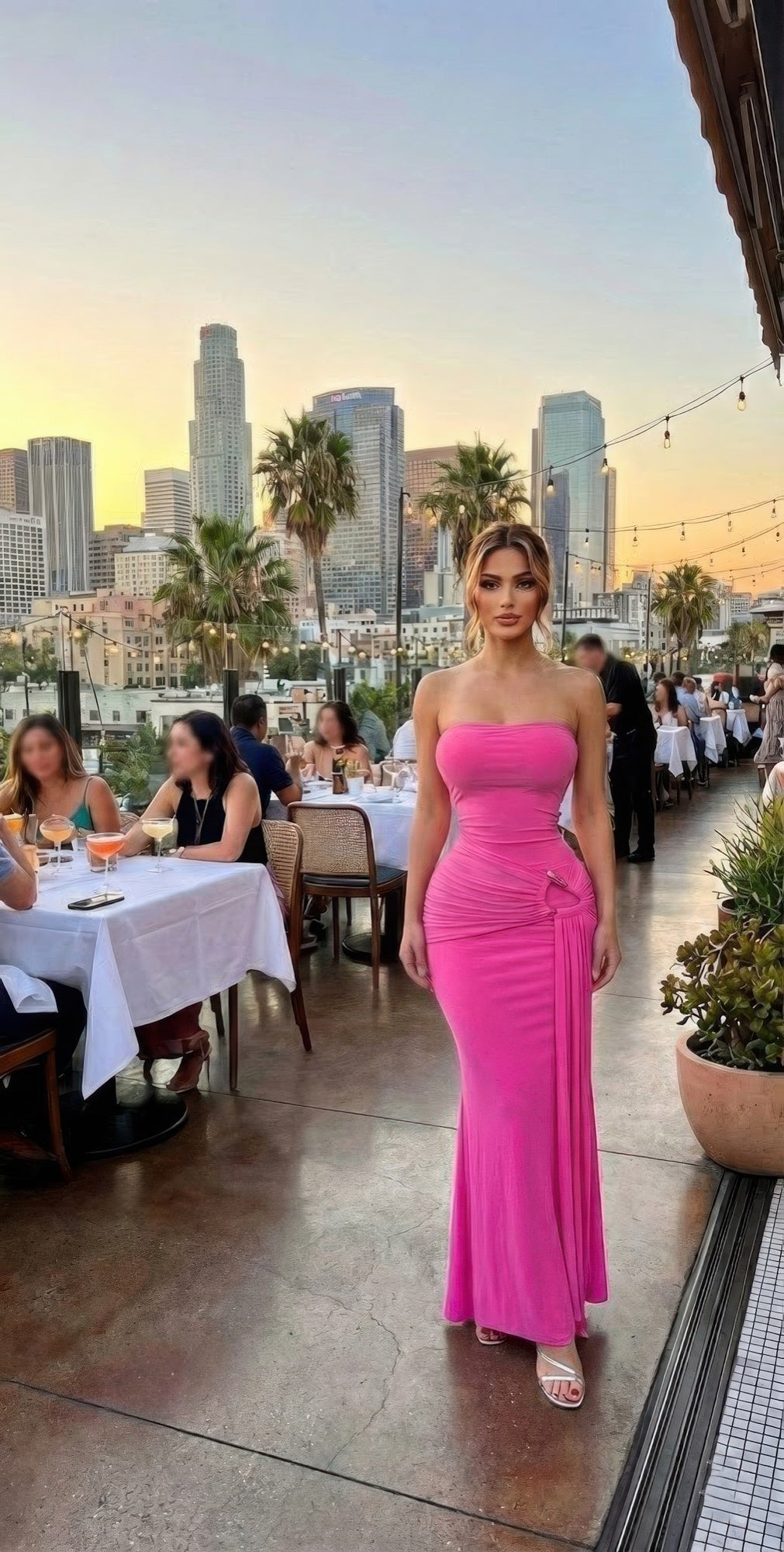 Modern Take On Draped Grecian Styles Maxi Dress