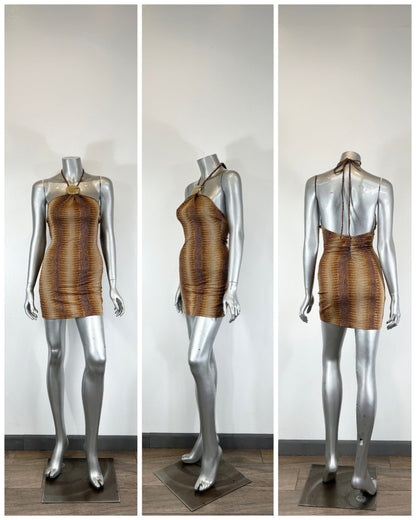 String Neck With Trim Detail Mini Dress