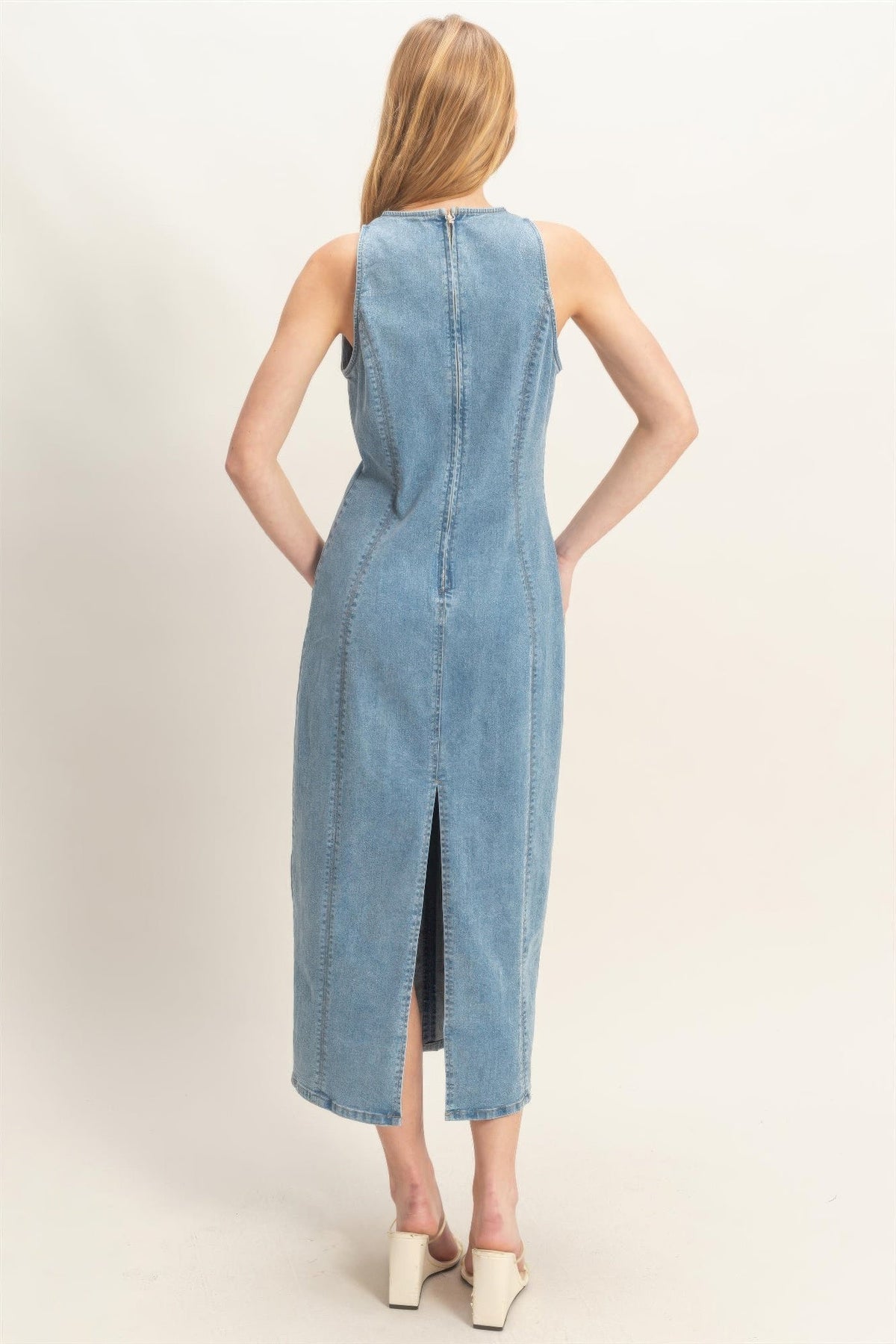 Sleeveless Denim Midi Dress