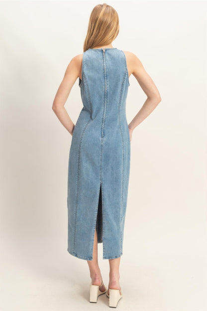 Sleeveless Denim Midi Dress