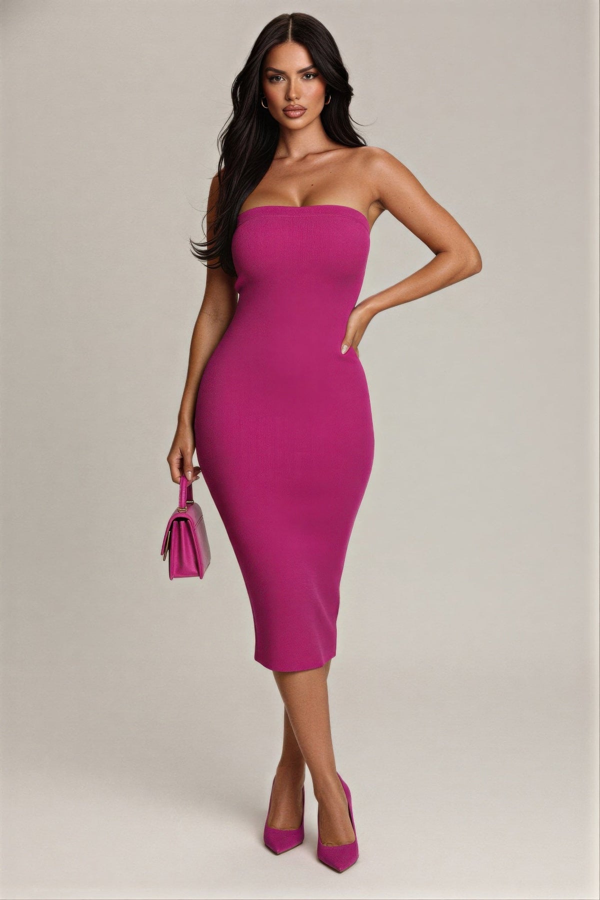 Strapless bodycon midi dress