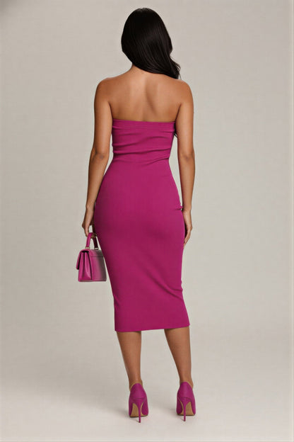 Strapless bodycon midi dress