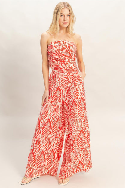 Strapless Top &amp; Pant Print Set