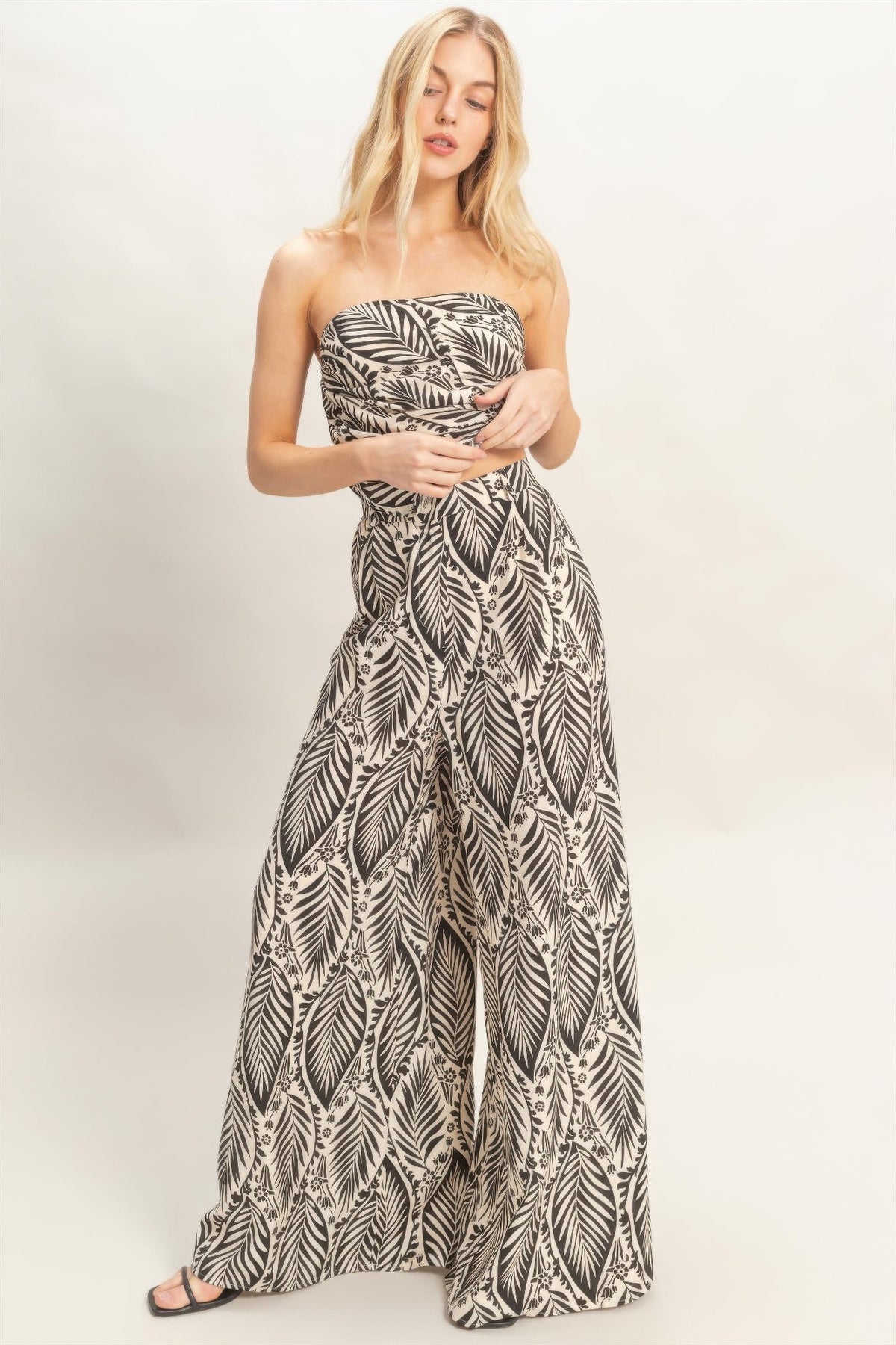 Strapless Top &amp; Pant Print Set