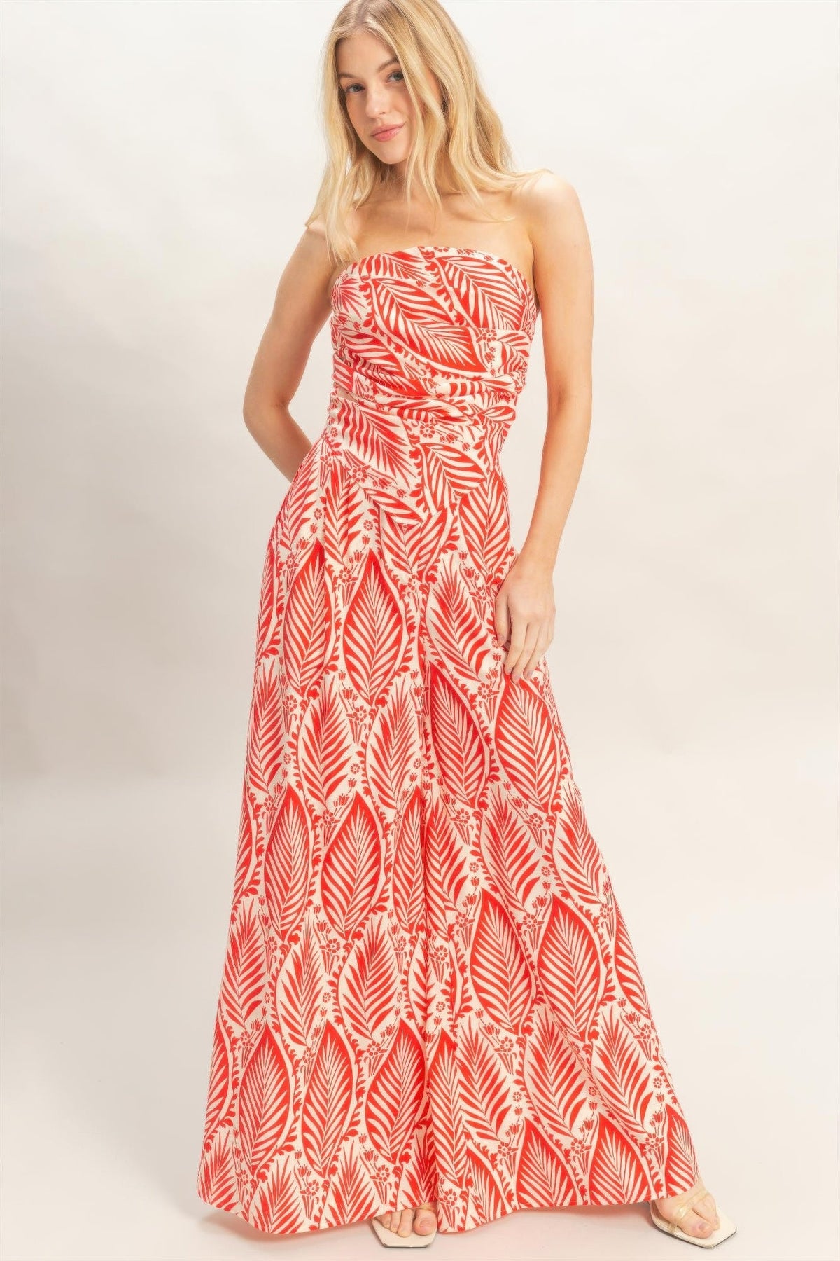 Strapless Top &amp; Pant Print Set