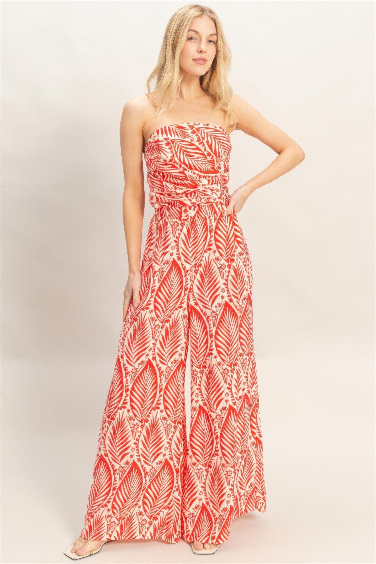 Strapless Top &amp; Pant Print Set