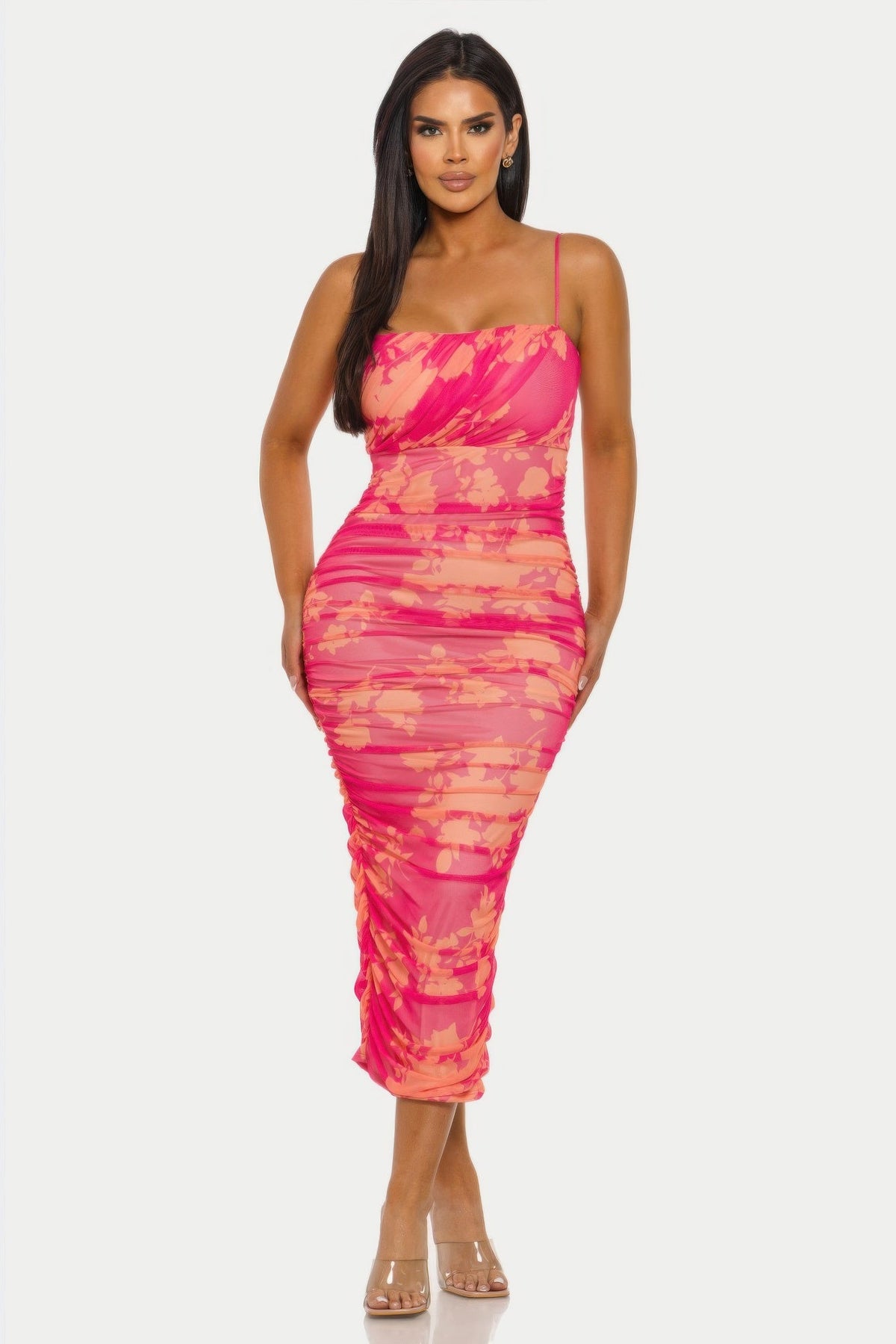 Sunset Bloom Mesh Dress