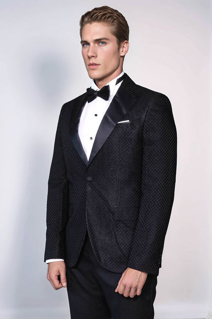 Satin Peak Lapel Textured Men&