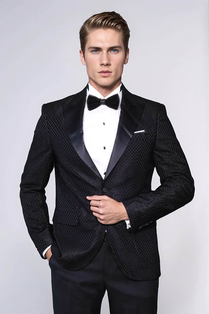 Satin Peak Lapel Textured Men&