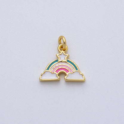 18K Gold Filled 12mm Multicolor Enamel Star Rainbow Mini Charm | CHARMS-00144