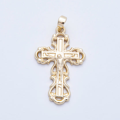 16K Gold Filled 30mm Crucifix Religious Cross Pendant | Charms-00213
