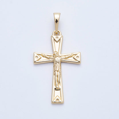 14K Gold Filled 30mm Crucifix Star Passion Cross Religious Pendant | Charms-00214