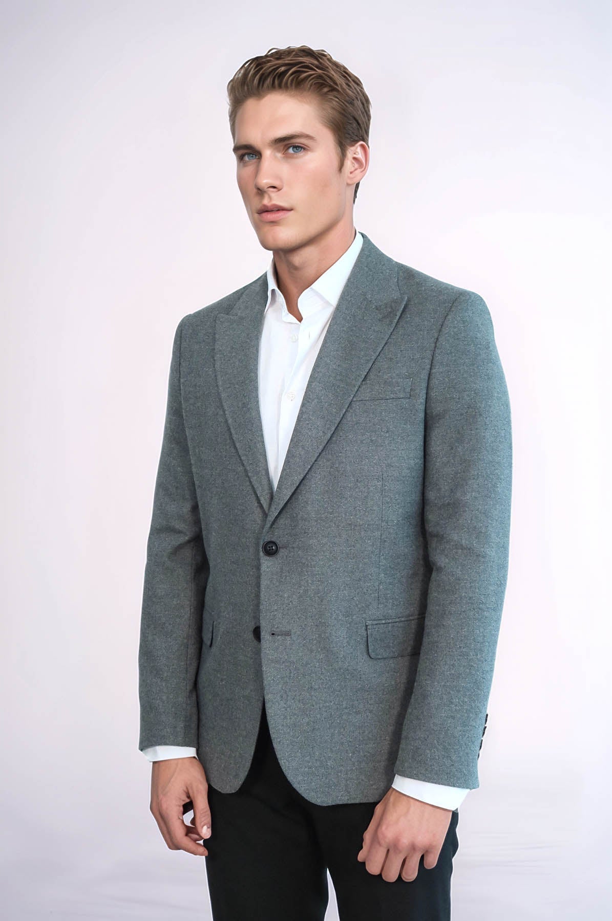 Plain Slim Fit Sport Grey Men Blazer - Wessi