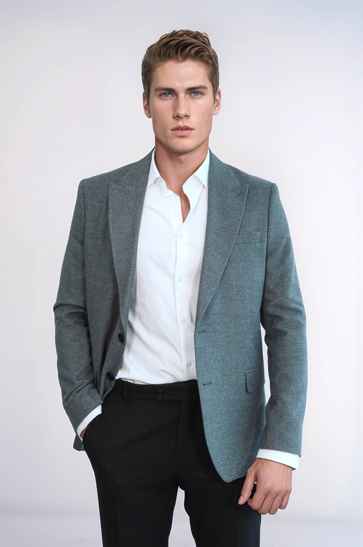 Plain Slim Fit Sport Grey Men Blazer - Wessi