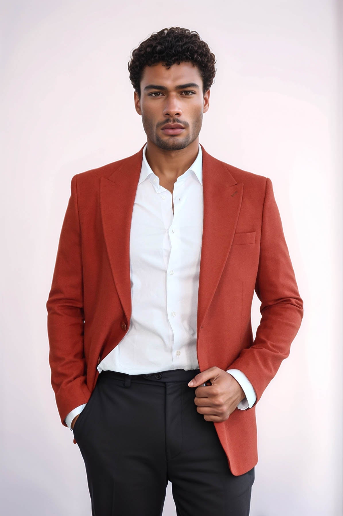 Plain Slim Fit Sport Burgundy Men Blazer - Wessi
