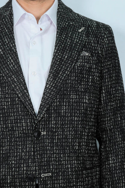 Slim Fit Patterned Sport Black Men Blazer - Wessi