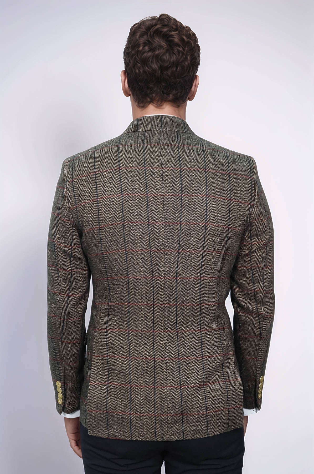 Checked Brown Slim-Fit Men&