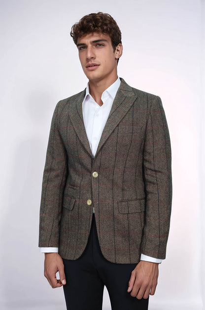 Checked Brown Slim-Fit Men&