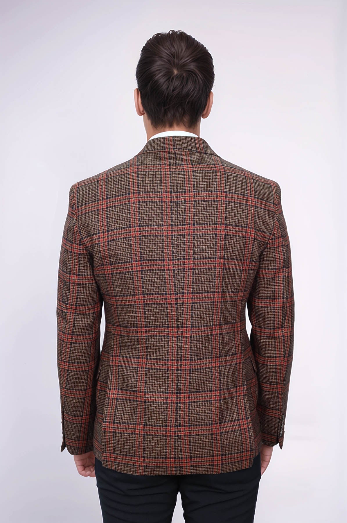 Checked Brown Men Blazer - Wessi