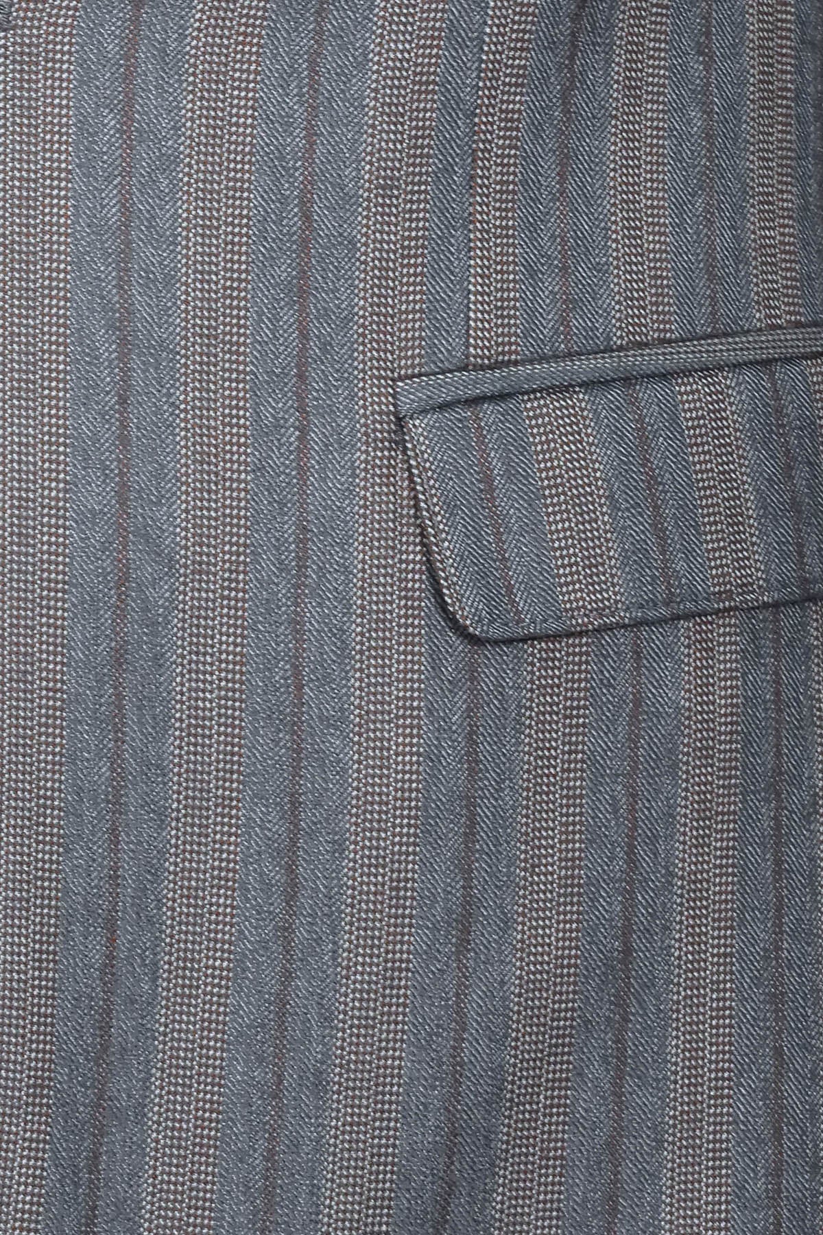Striped Slim Fit Men Grey Blazer - Wessi