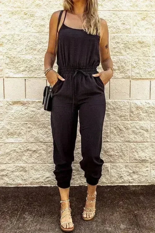 Black High-Waist Jumpsuit – Slim Fit w/ Pockets | Casual &amp; Chic