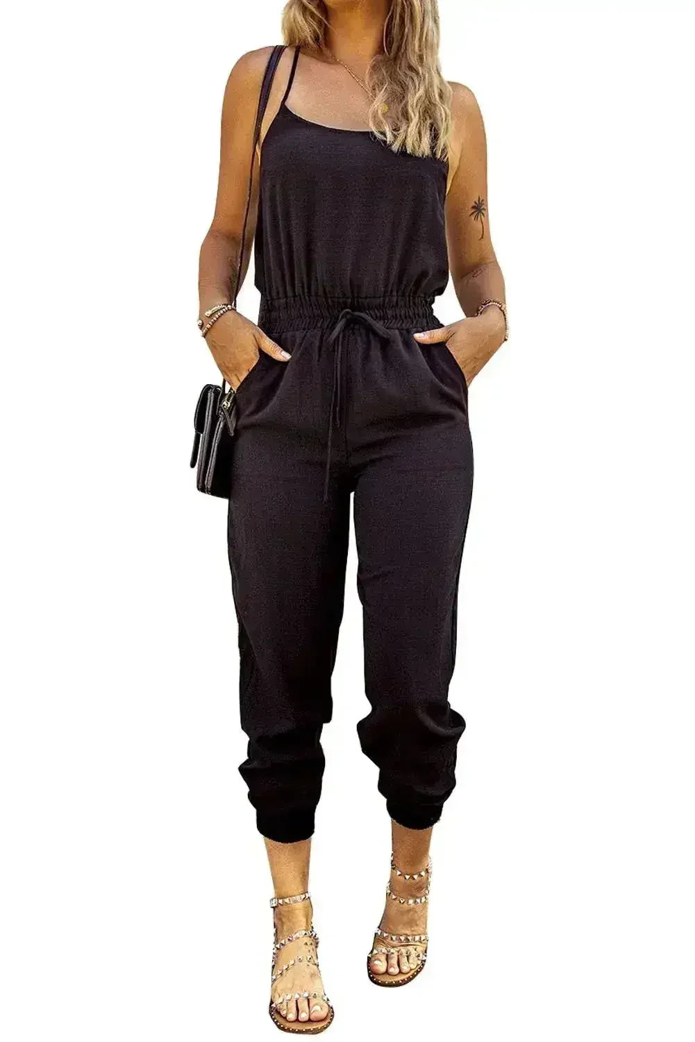 Black High-Waist Jumpsuit – Slim Fit w/ Pockets | Casual &amp; Chic