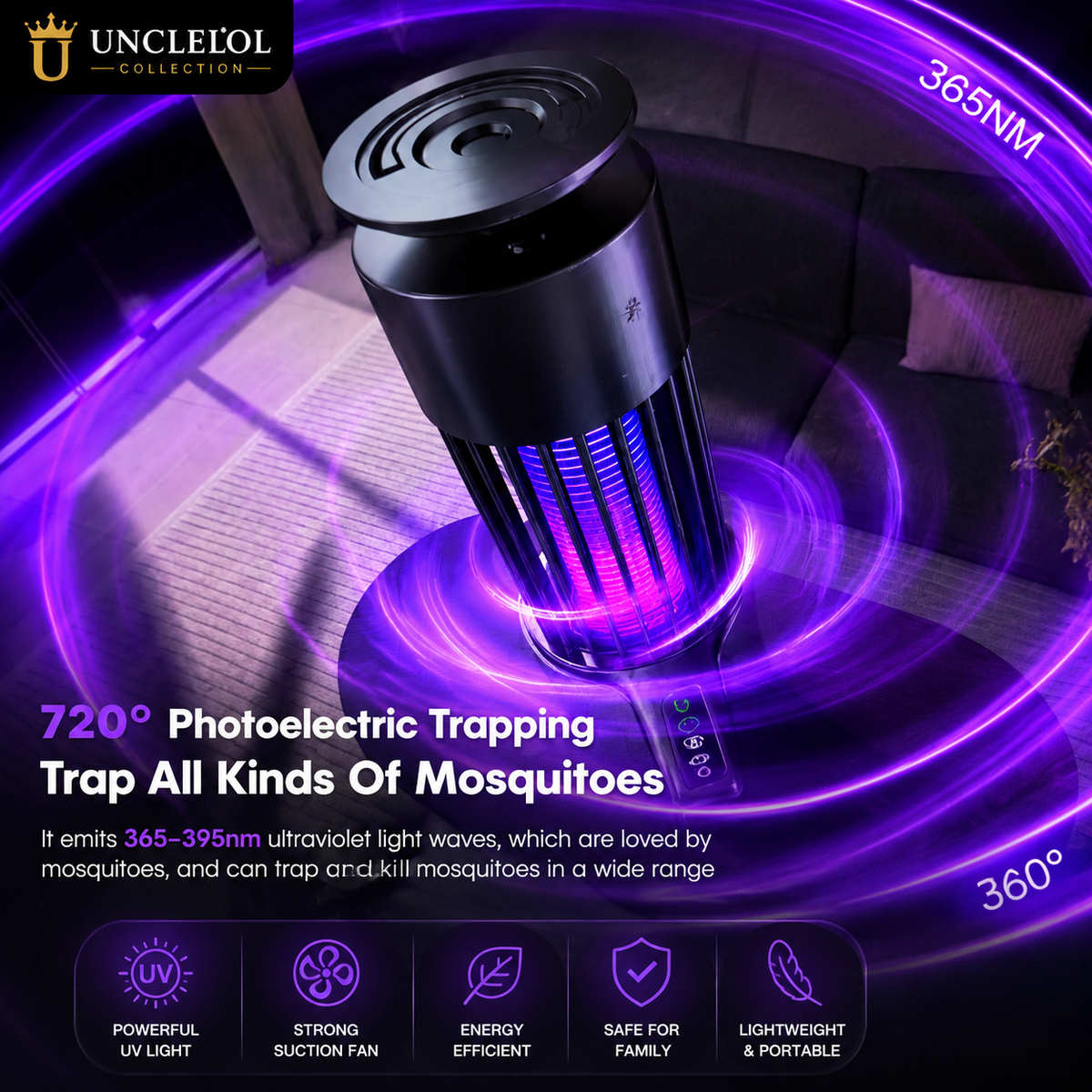 2-in-1 Indoor Mosquito Killer Lamp – USB Rechargeable UV Bug Zapper for Bedroom, Home &amp; Office