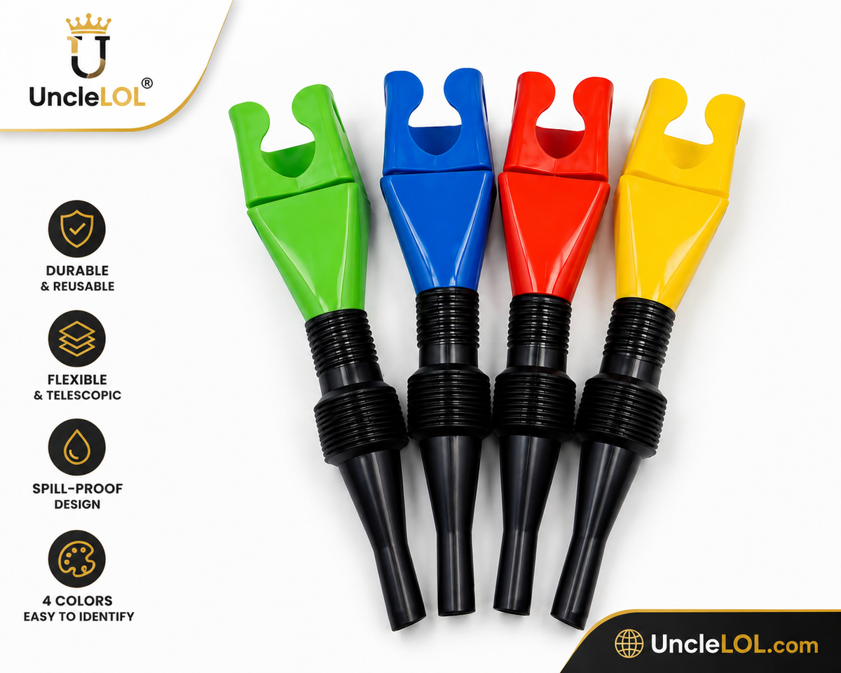 1 Pack Flexible Telescopic Refueling Funnel Set | Multi-Purpose Oil &amp; Fuel Funnels | UncleLOL
