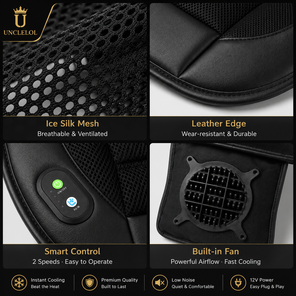 12V Universal Car Seat Cooling Cushion – Fast Ventilated Cooling Pad for Cars, SUVs &amp; Trucks