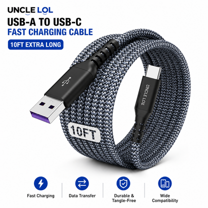 USB-C Fast Charging Cable 10FT – Premium Quality, Extra Long &amp; Durable | Wholesale Warehouse Pricing