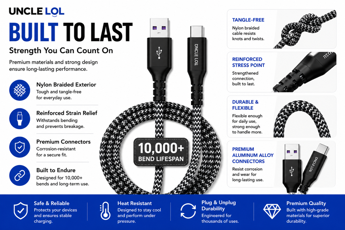 USB-C Fast Charging Cable 10FT – Premium Quality, Extra Long &amp; Durable | Wholesale Warehouse Pricing