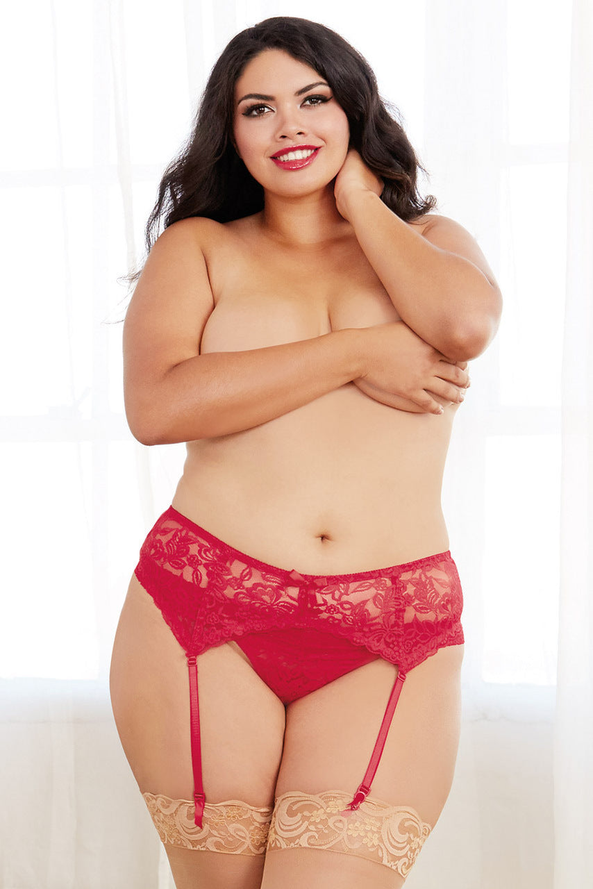 Plus Size Stretch Lace Garter Belt
