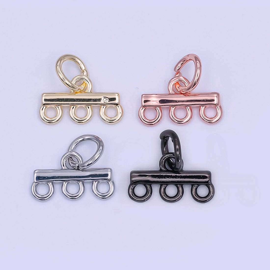 24K Gold Filled Triple Loop Drop Charm Bar Findings in Gold, Silver &amp; Rose Gold | Z1149 Z1150