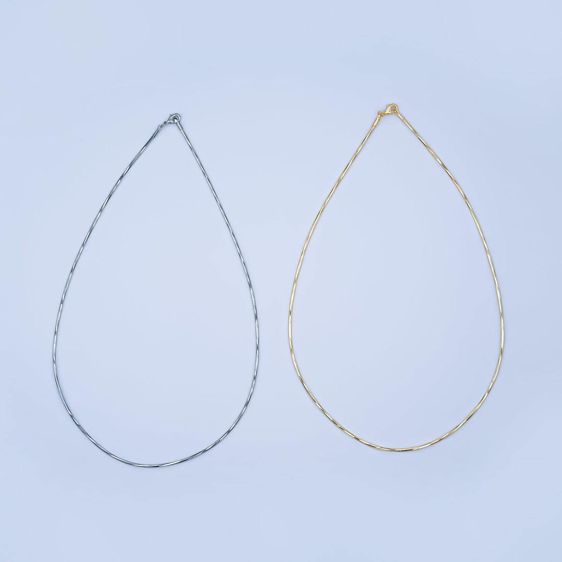 24K Gold Filled Structured Cocoon Chain Collar Necklace in Gold &amp; Silver | WA-3137 WA-3138