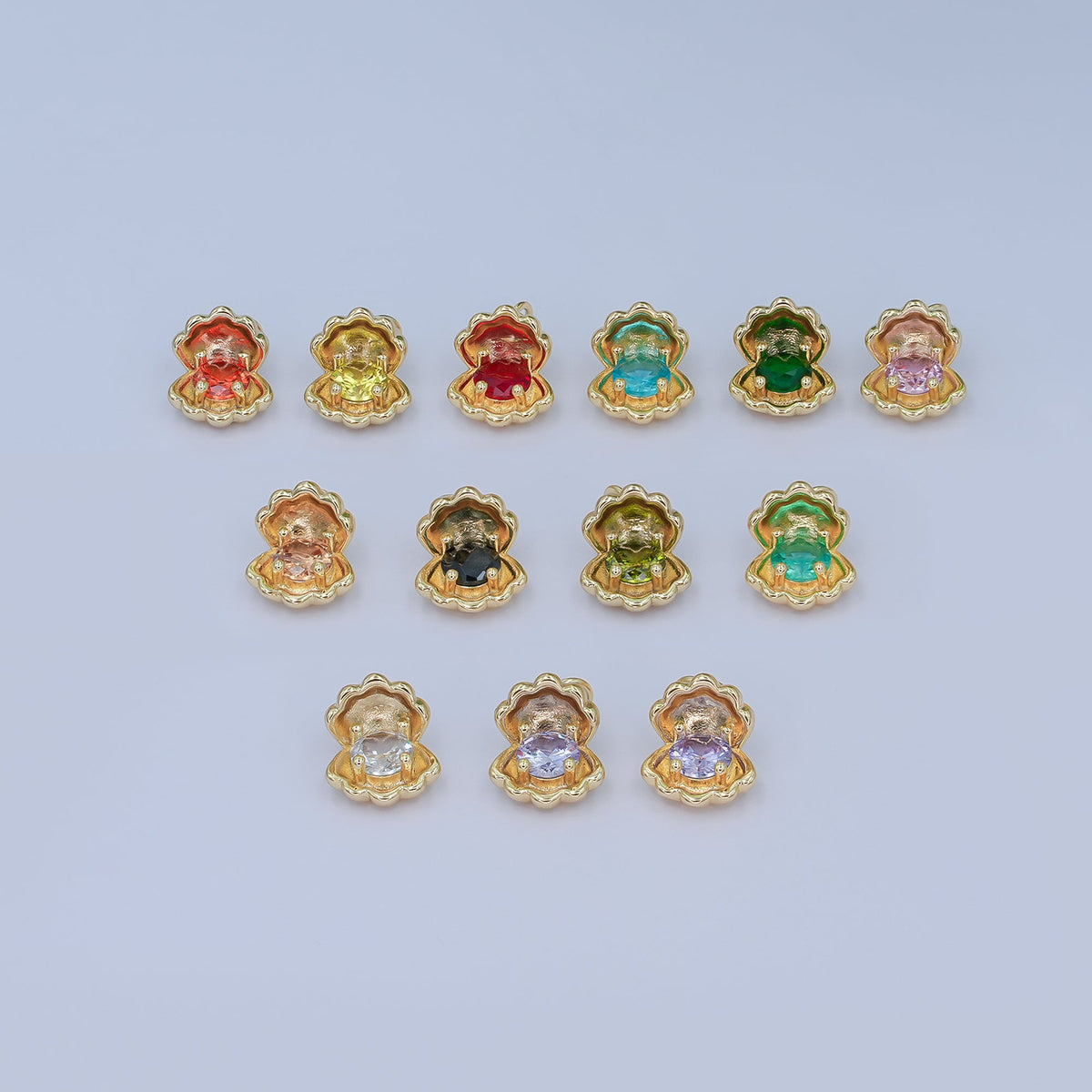 24K Gold Filled 14.5mm CZ Sea Shell Clam 3D Multidimensional Charm | N033
