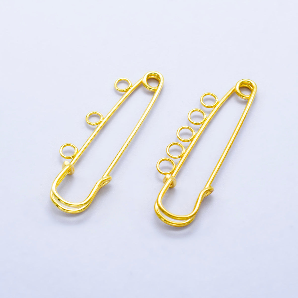 24K Gold Filled 50mm Triple, Multiple Loop Safety Pin Brooch Bag Charm Finding | Z1074 Z1075
