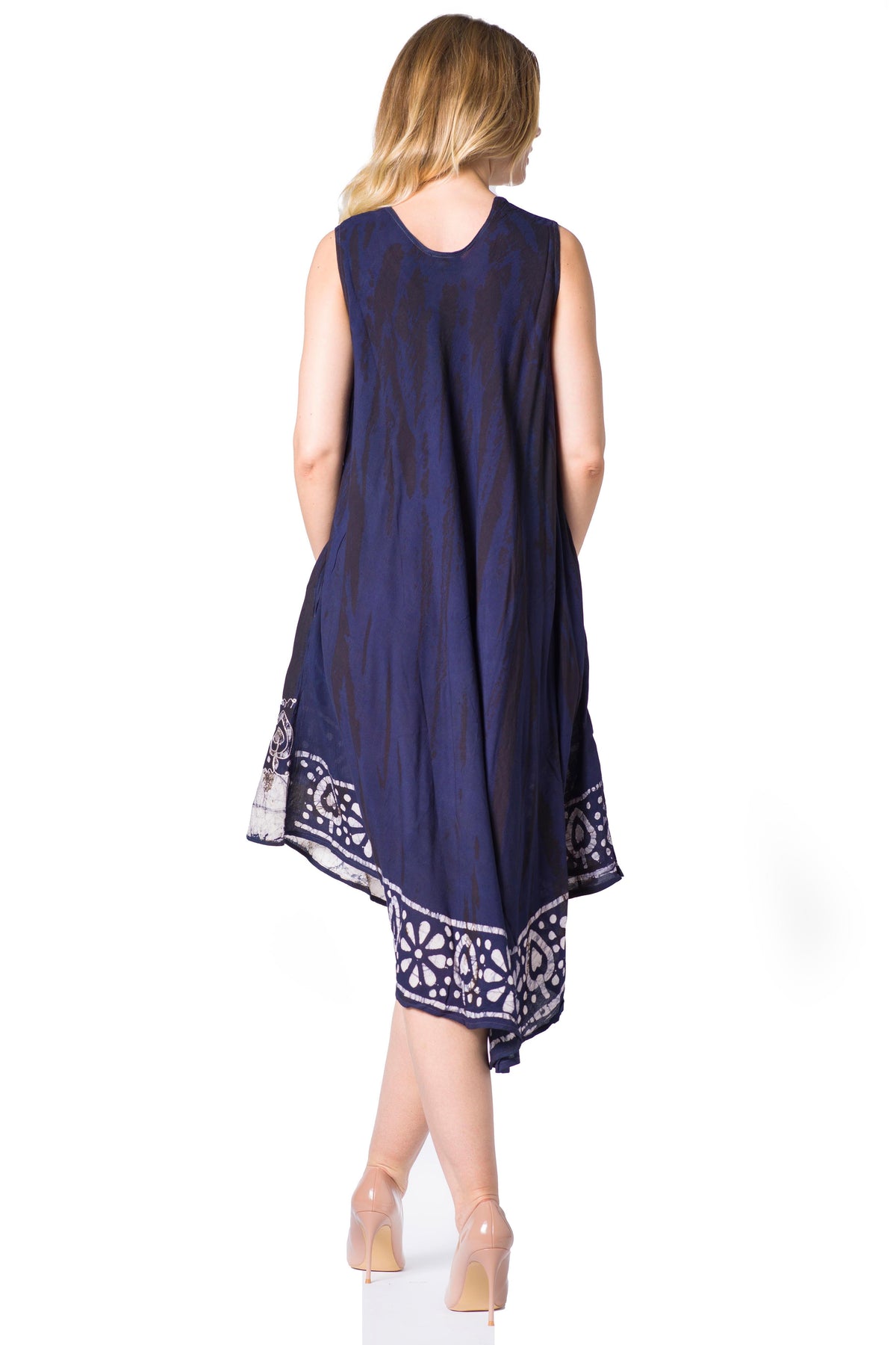 Sakkas Alexis Embroidered Long Sleeveless Floral Caftan Dress / Cover Up