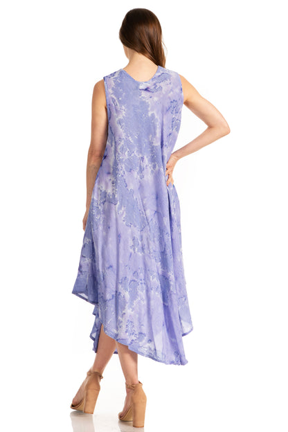 Sakkas Laeila Tie Dye Washed Long Sleeveless Tank Top Caftan Dress / Cover Up
