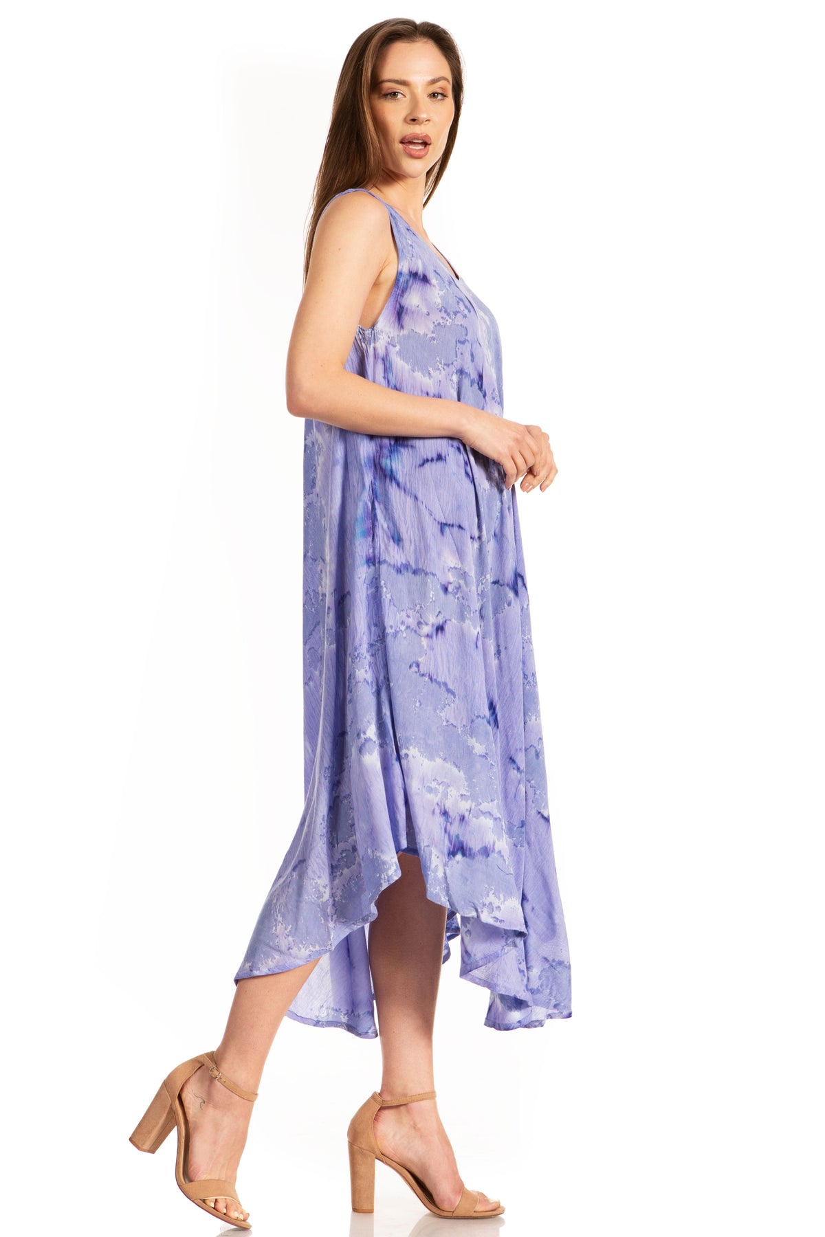 Sakkas Laeila Tie Dye Washed Long Sleeveless Tank Top Caftan Dress / Cover Up