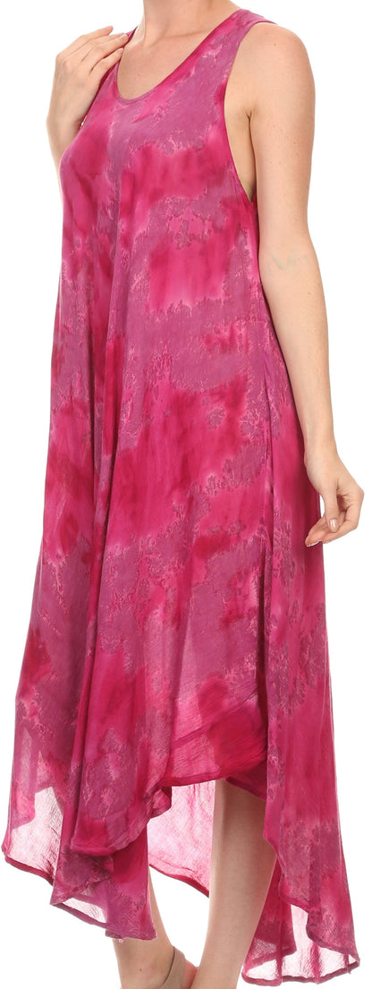 Sakkas Laeila Tie Dye Washed Long Sleeveless Tank Top Caftan Dress / Cover Up