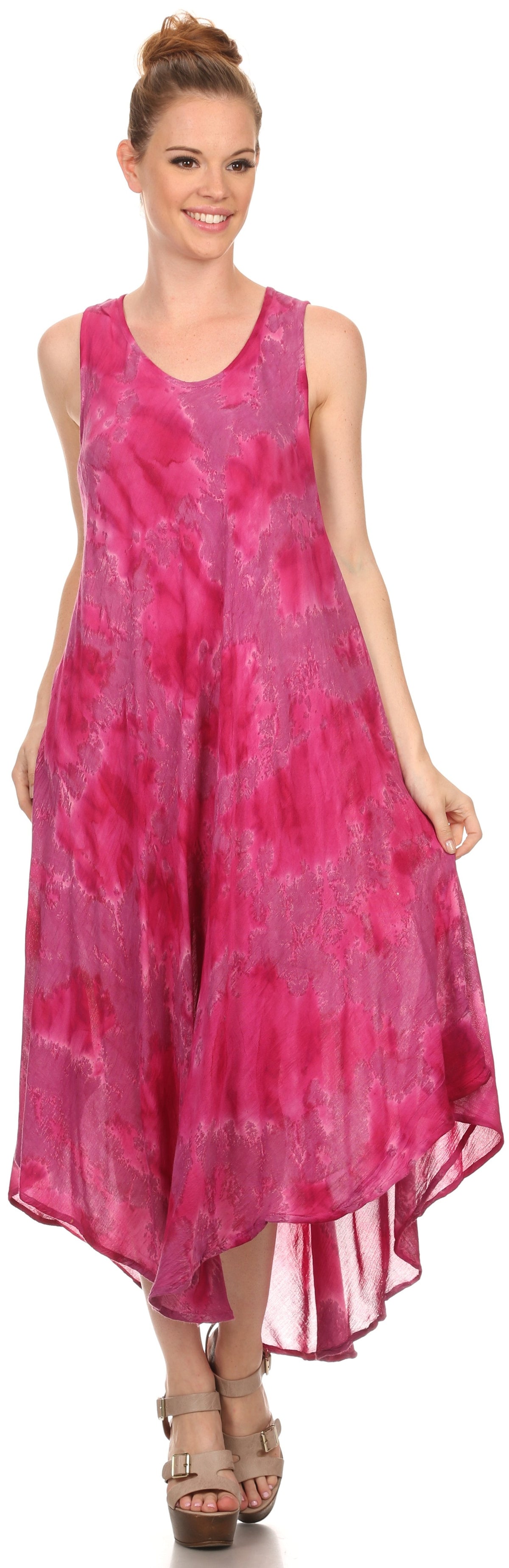 Sakkas Laeila Tie Dye Washed Long Sleeveless Tank Top Caftan Dress / Cover Up
