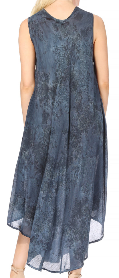 Sakkas Laeila Tie Dye Washed Long Sleeveless Tank Top Caftan Dress / Cover Up