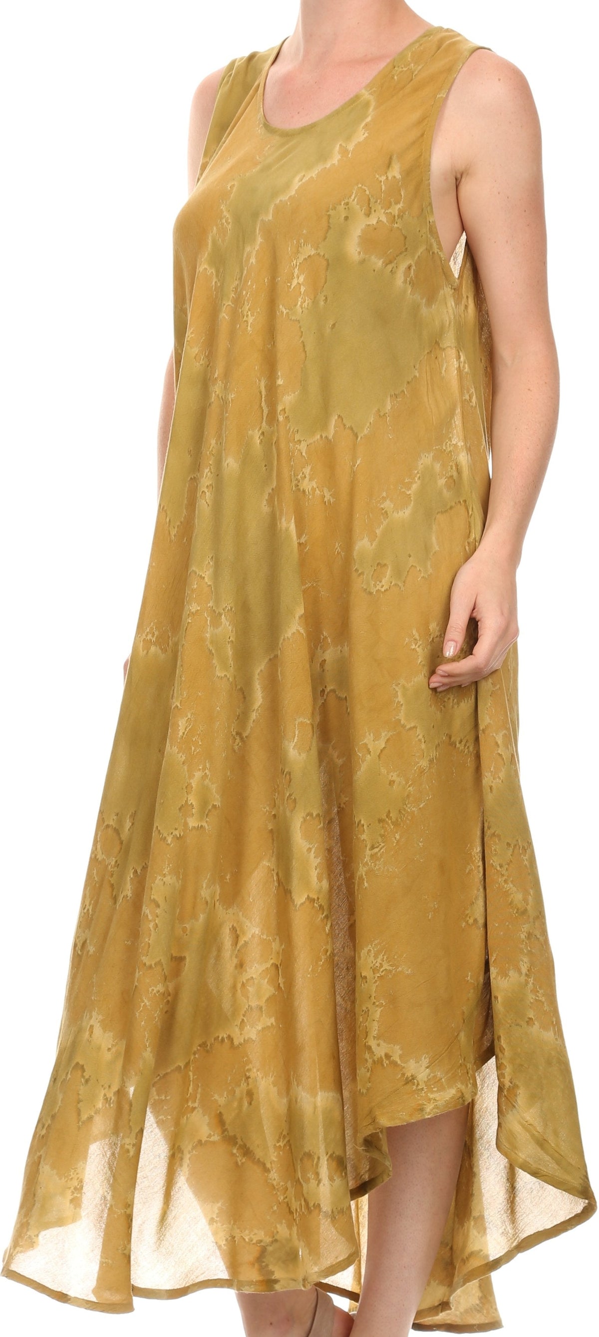 Sakkas Laeila Tie Dye Washed Long Sleeveless Tank Top Caftan Dress / Cover Up