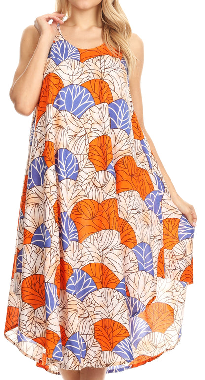 Sakkas Mikaela Summer Flowy Caftan Dress Cover-up Light &amp; Casual