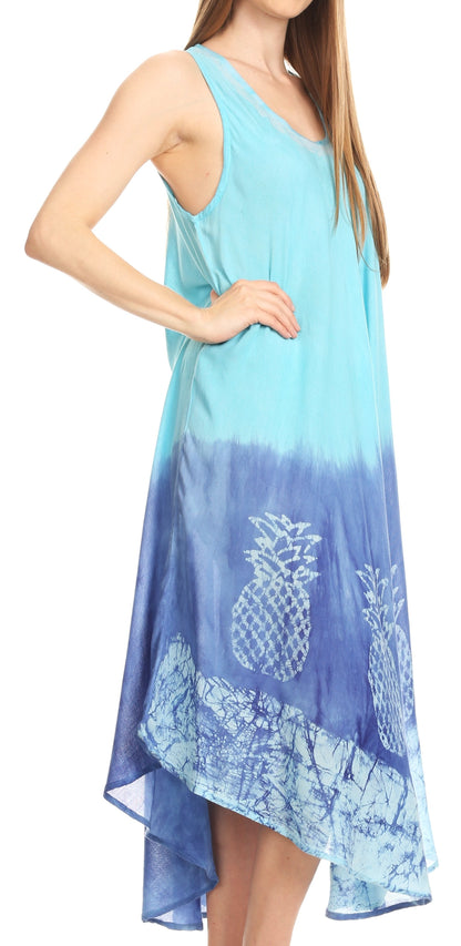 Sakkas Basira  Womens Relax Lounge Everyday Summer Long Dress Tie-dye Tropical