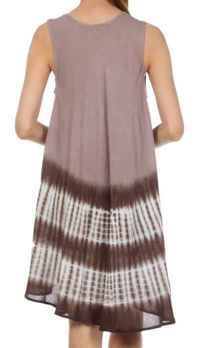 Sakkas Stripe Tie Dye Tank Sheath Dress / Cover Up