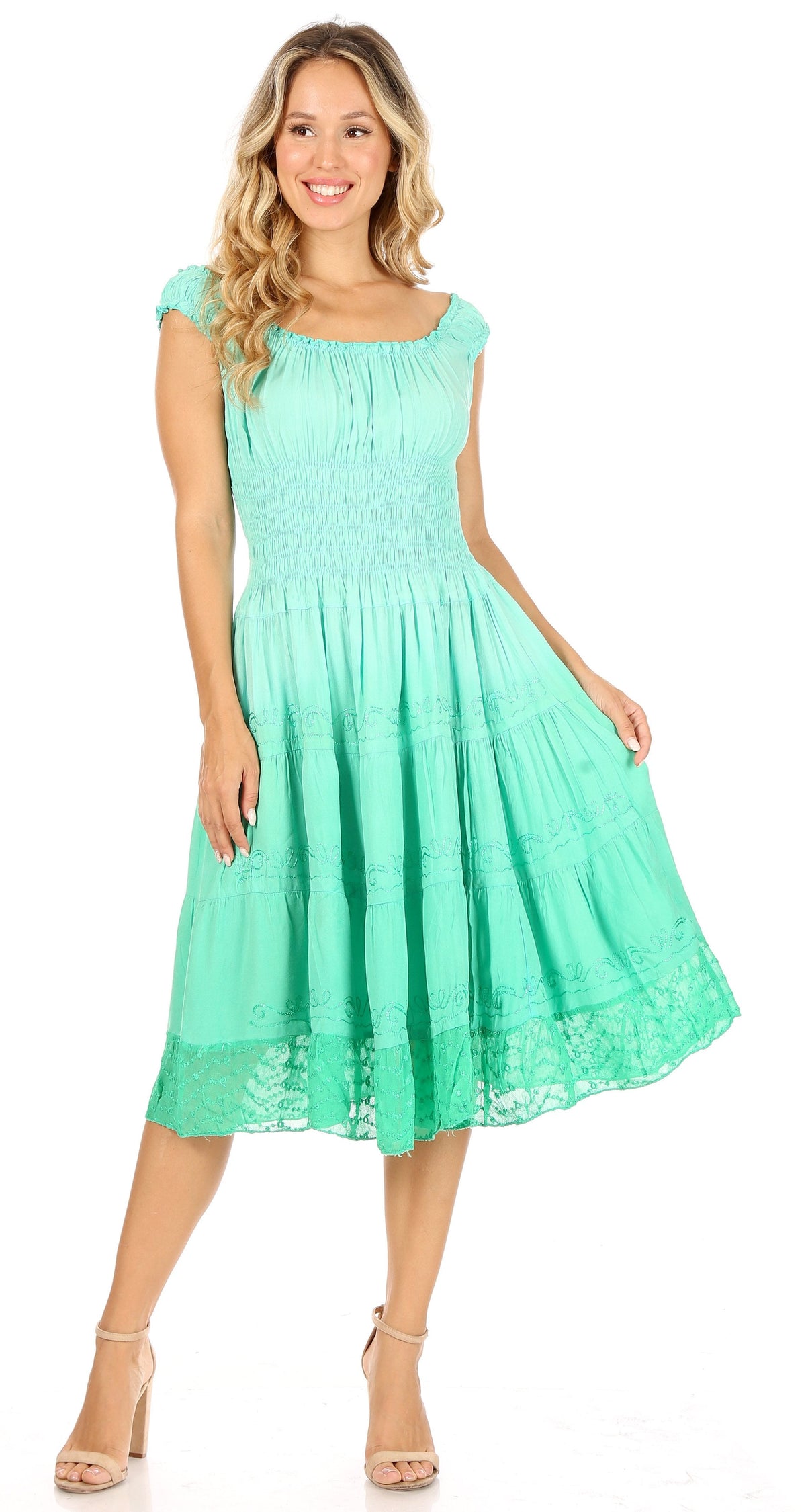 Sakkas Spring Maiden Ombre Peasant Dress