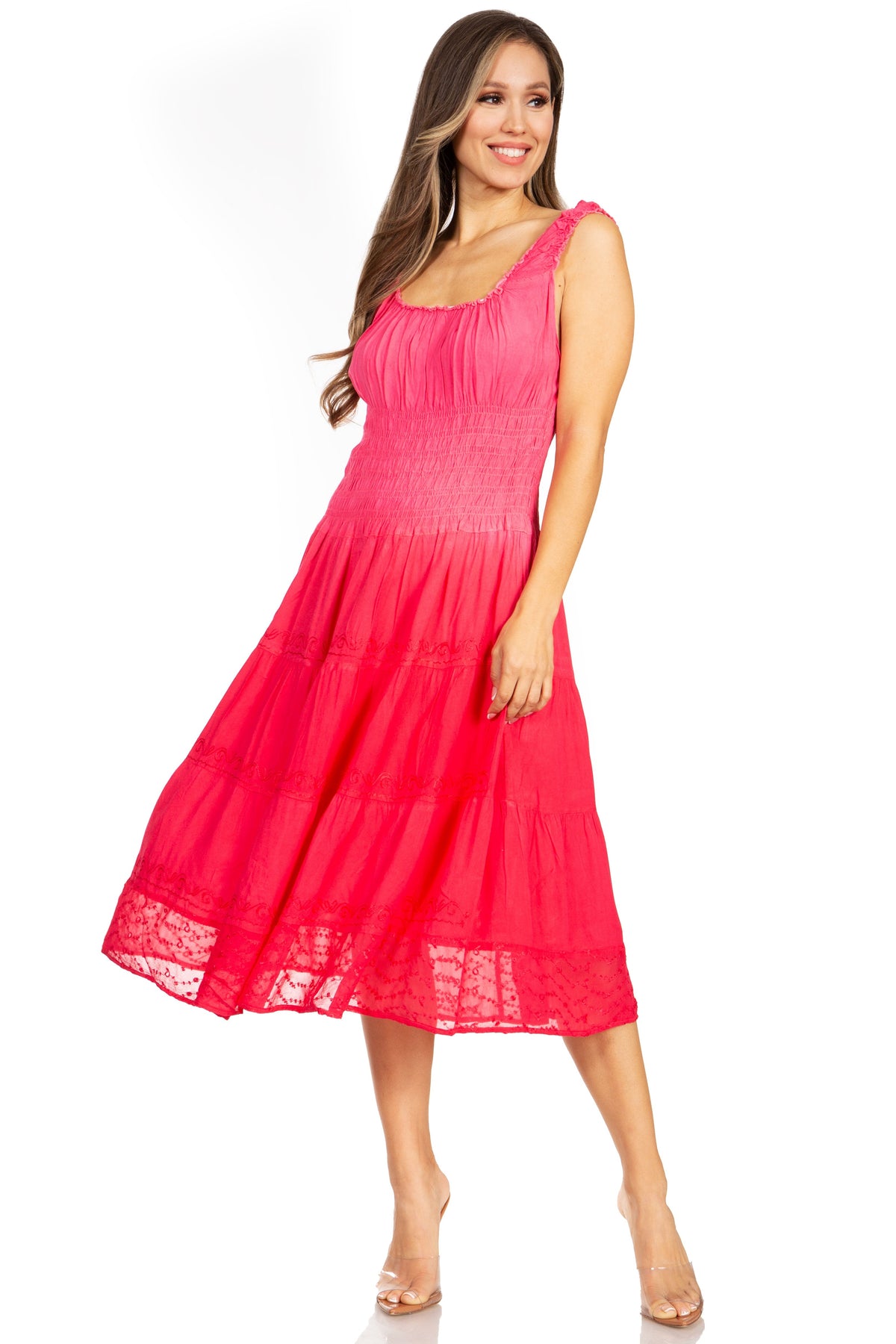 Sakkas Spring Maiden Ombre Peasant Dress