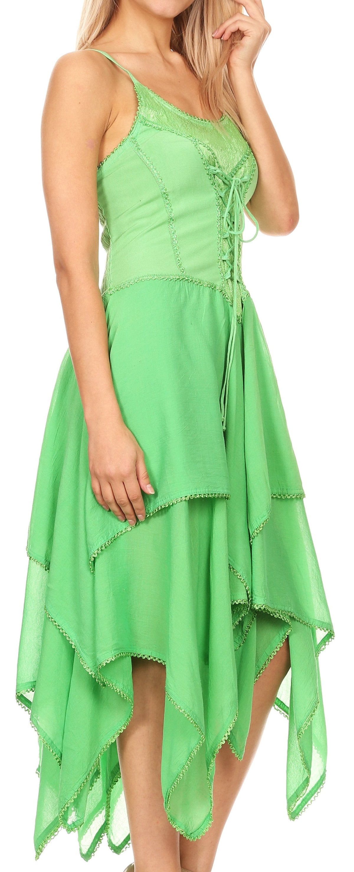Sakkas Lady Mary Jacquard Corset Style Bodice Lightweight Handkerchief Hem Dress