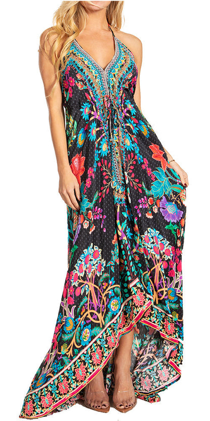 Sakkas Lizi 2025 Womens Maxi High-low Halter Handkerchief Long Dress Beach Party